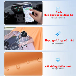 Áo mưa nửa trước trong suốt cho Mẹ và Bé,Vành đôi có thể tháo rời, vải mềm và nhanh khô