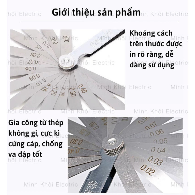 Bộ thước căn lá Asaki, thước nhét, thước đo khe hở Asaki, thước lá chỉnh cò Xupap, bộ chỉnh cò và thuoc lá canh khe hở C