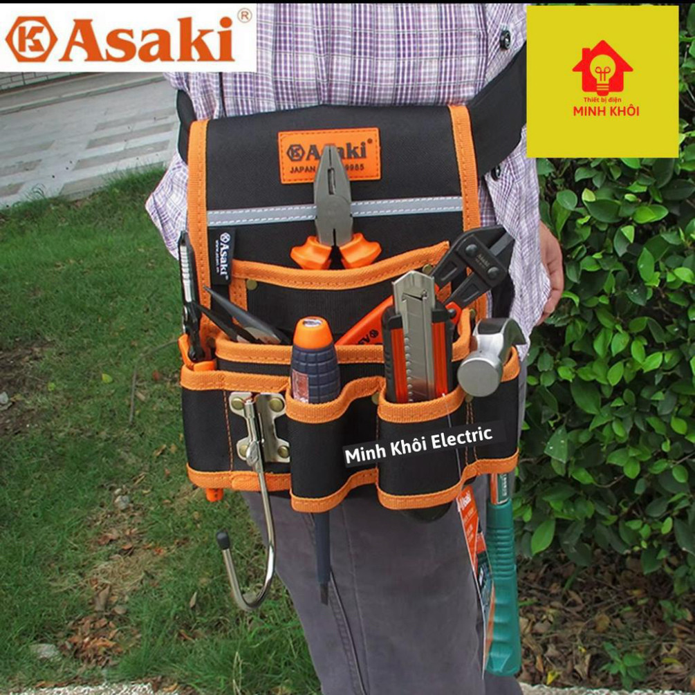 Túi đựng dụng cụ đa năng Asaki, túi đựng đồ nghề, túi đeo thắt lưng đựng đồ nghề, túi đựng dụng cụ kỹ thuật chống thấm C