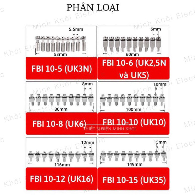 Thanh Cầu Nối Giữa FBI,thanh nối cầu đấu dây, cầu đấu terminal vặn vít, thanh lược jfb Cao Cấp