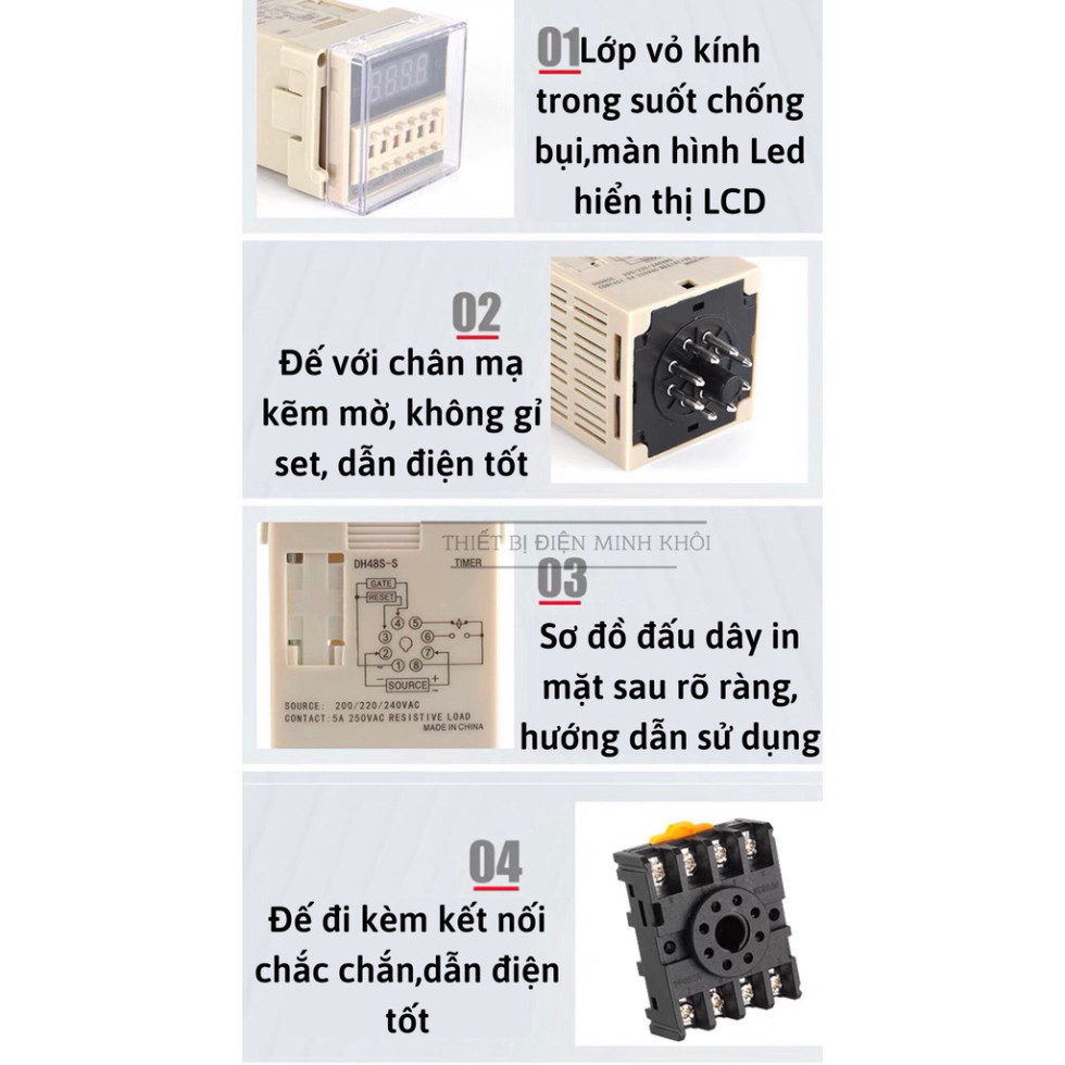 rơ le thời gian omron DH48S-S 220V, đồng hồ rơ le thời gian DH48S-1Z, timer omron DH48S-2Z,relay thời gian Cao Cấp