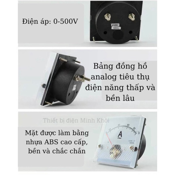 Đồng hồ đo vôn kế xoay chiều mặt 80 Bew DC , dòng điện ampe, Đồng hồ lắp đặt tủ điện Cao Cấp