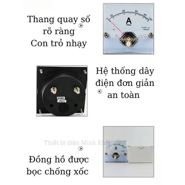 Đồng hồ đo vôn kế xoay chiều mặt 80 Bew DC , dòng điện ampe, Đồng hồ lắp đặt tủ điện Cao Cấp