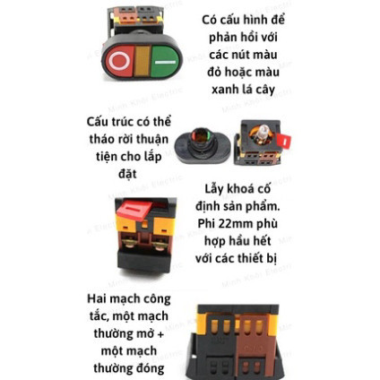 nút nhấn on off phi 22 có đèn, công tắc nhấn đôi 220VAC, nút ấn on off, nút ấn tủ điện, nút nhấn nhả, nút nhấn tủ điện C