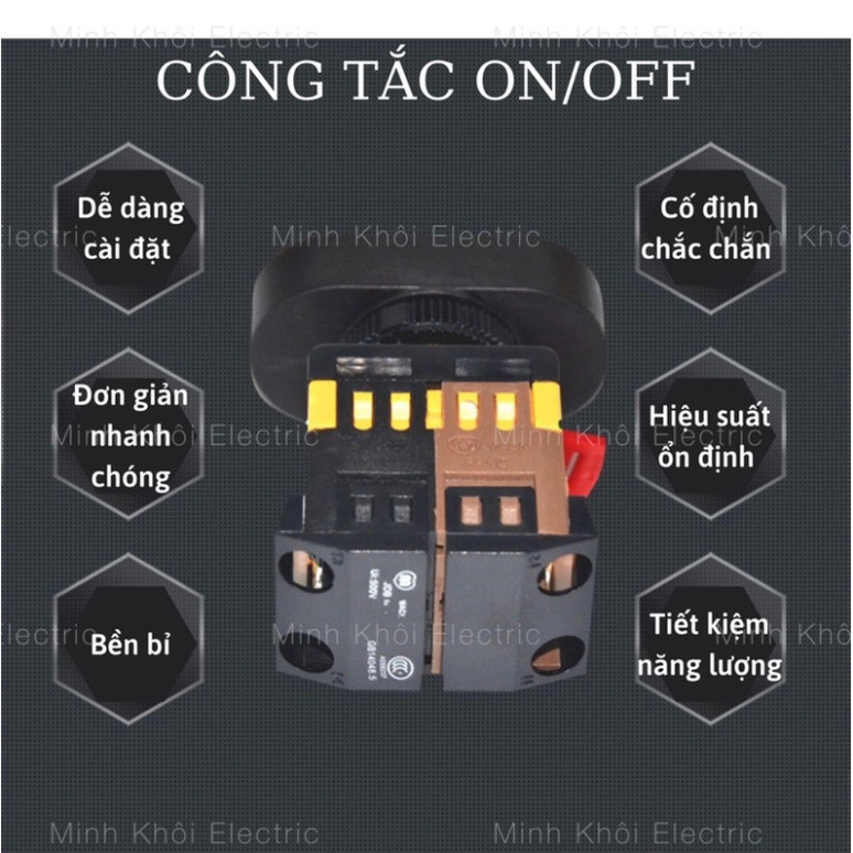 nút nhấn on off phi 22 có đèn, công tắc nhấn đôi 220VAC, nút ấn on off, nút ấn tủ điện, nút nhấn nhả, nút nhấn tủ điện C