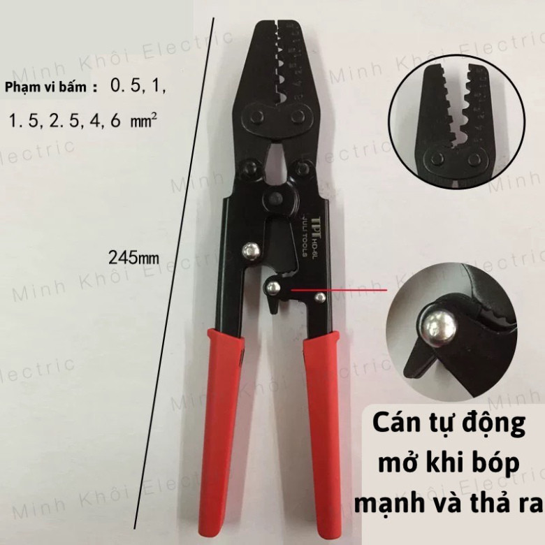 Kìm Bấm Cos Thuỷ Lực cho dây 0,5-6mm, kìm ép cos thuỷ lực, kềm bấm cốt thuỷ lực TOPWIN HD-6L Cao Cấp