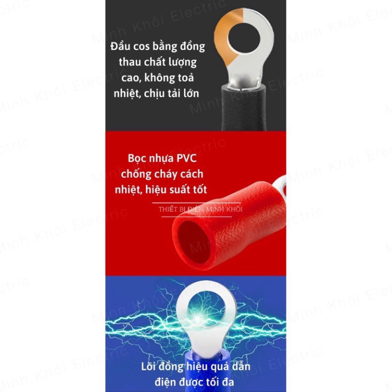 Combo 100c cos tròn, đầu cos tròn, cos o, cốt dây điện. cos khuyên tròn Cao Cấp