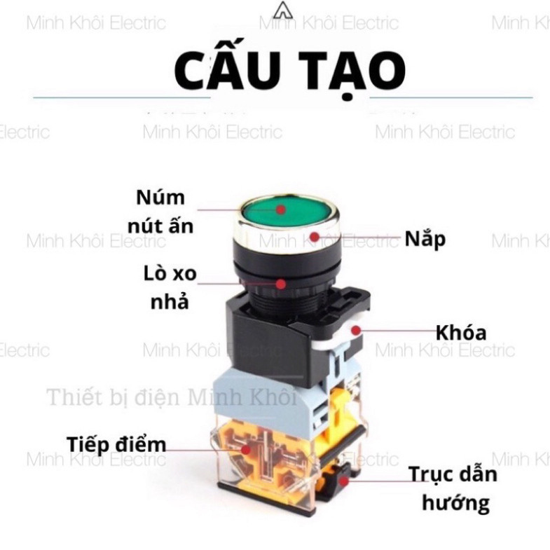 Nút nhấn nhả có đèn phi 22,nút nhấn tủ điện LA38 chống nước, nút nhấn giữ, nút ấn nhả, nút ấn giữ 22mm Cao Cấp