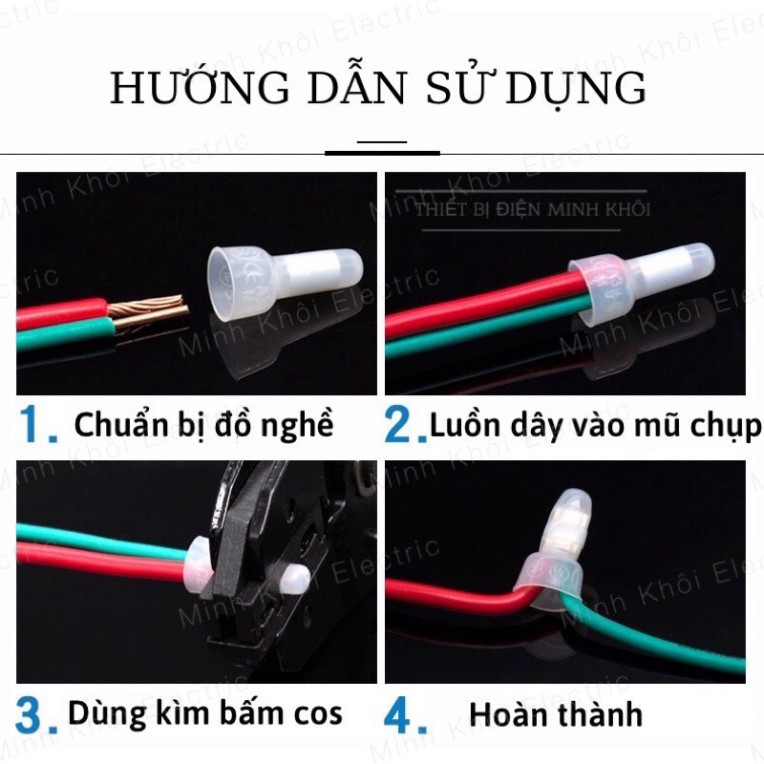 Combo 100c Đầu Cos Nón Chụp CE1X,CE2X, CE5X, đầu chụp cos,cút nối dây điện, cốt nối dây điện nhanh CE,mũ cosse Cao Cấp