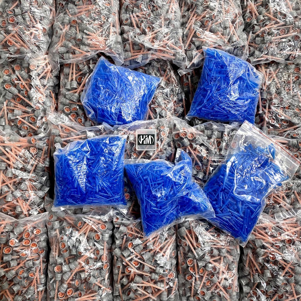 Bộ đầu trộn keo 2 thành phần dùng bơm keo, 100 bộ, kèm đầu kim 22G 0.4mm