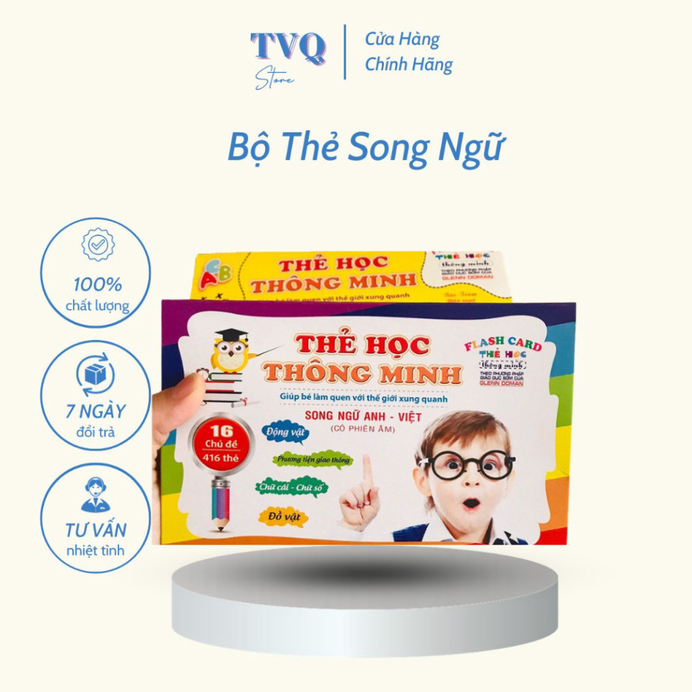 Bộ Thẻ Song Ngữ Flashcards 16 Chủ Đề Cho Bé Học Làm Quen Với Thế Giới Xung Quanh TVQ Store