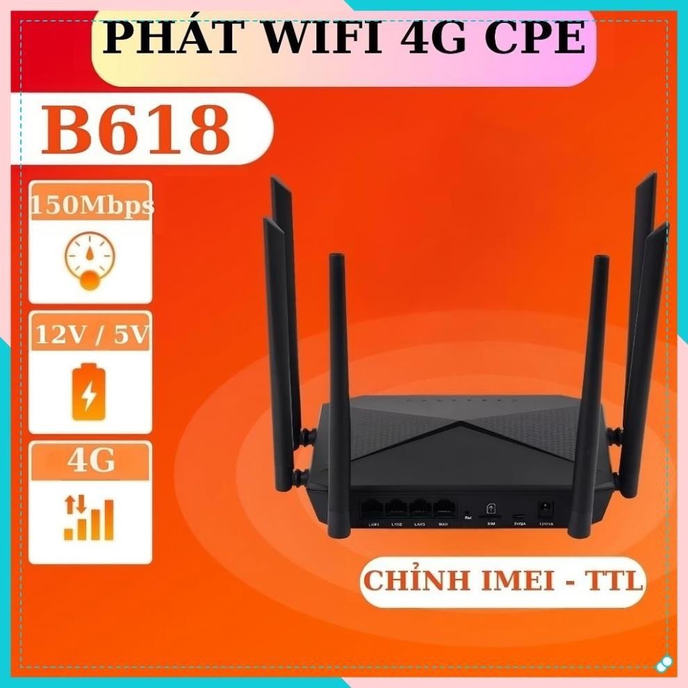Bộ phát wifi từ sim 4G, Cục phát wifi 4G LTE B618 có 4 cổng WAN/LAN, 6 ...