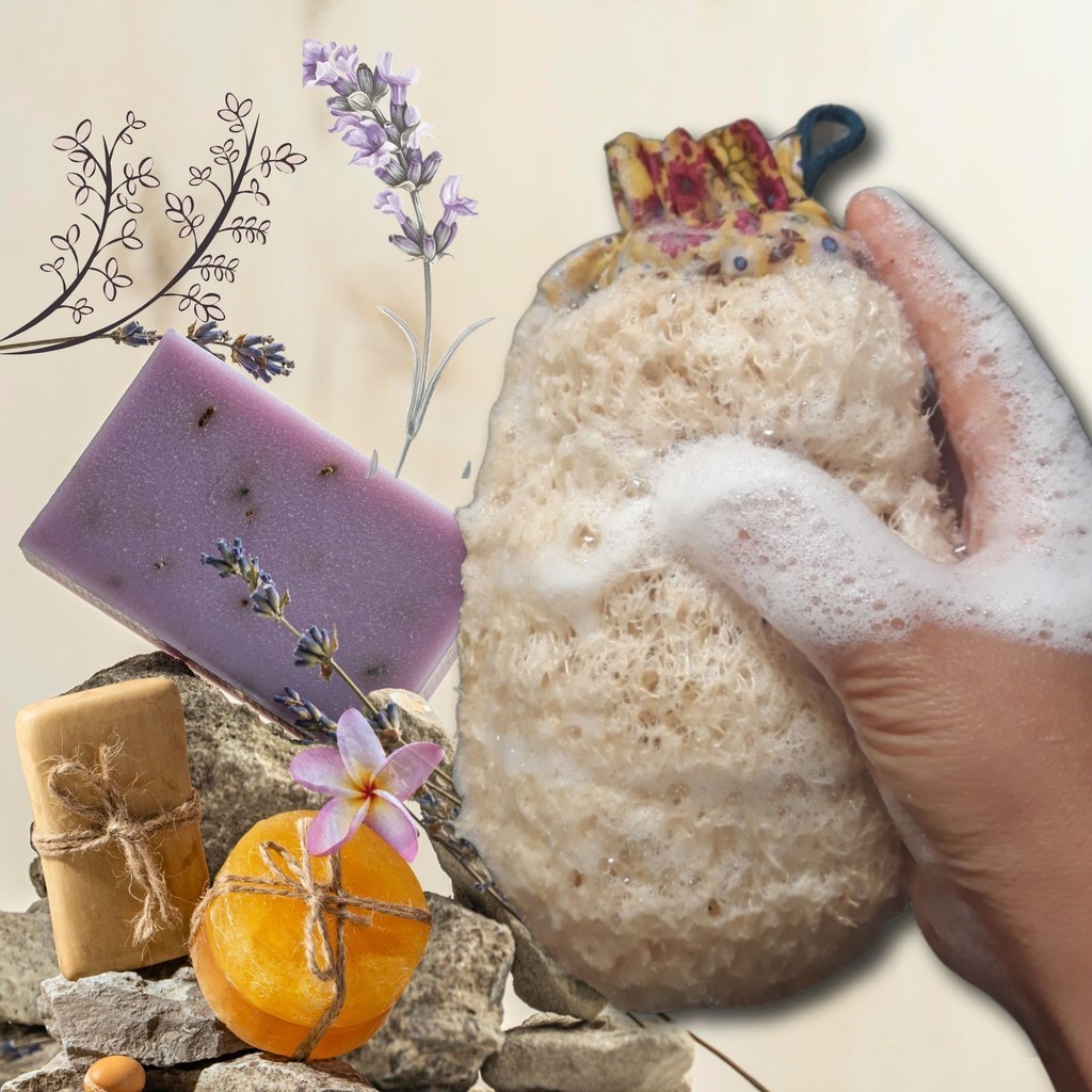 Túi Tạo Bọt Xà Phòng + Bao Tay Tắm - Xơ Mướp Tắm - Bông Tắm Xơ Mướp - Túi Tắm Xơ Mướp Đa Năng