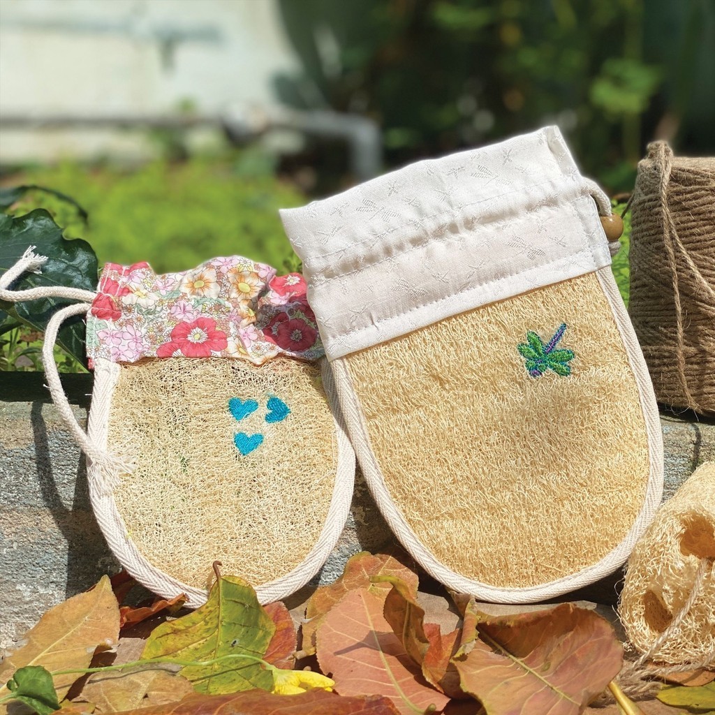 Túi Tạo Bọt Xà Phòng + Bao Tay Tắm - Xơ Mướp Tắm - Bông Tắm Xơ Mướp - Túi Tắm Xơ Mướp Đa Năng