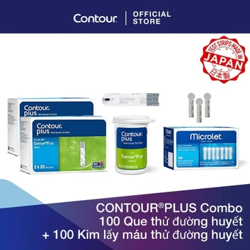 Bộ 2 sản phẩm: 100 Que thử đường huyết CONTOUR PLUS và 100 Kim lấy máu thử đường huyết​
