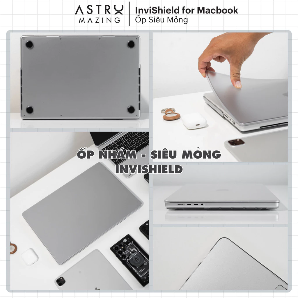 [Chính hãng/Full VAT] Ốp siêu mỏng Mac InviShield carbon nhám mờ dành cho M.acbook Air Pro 13 14 15