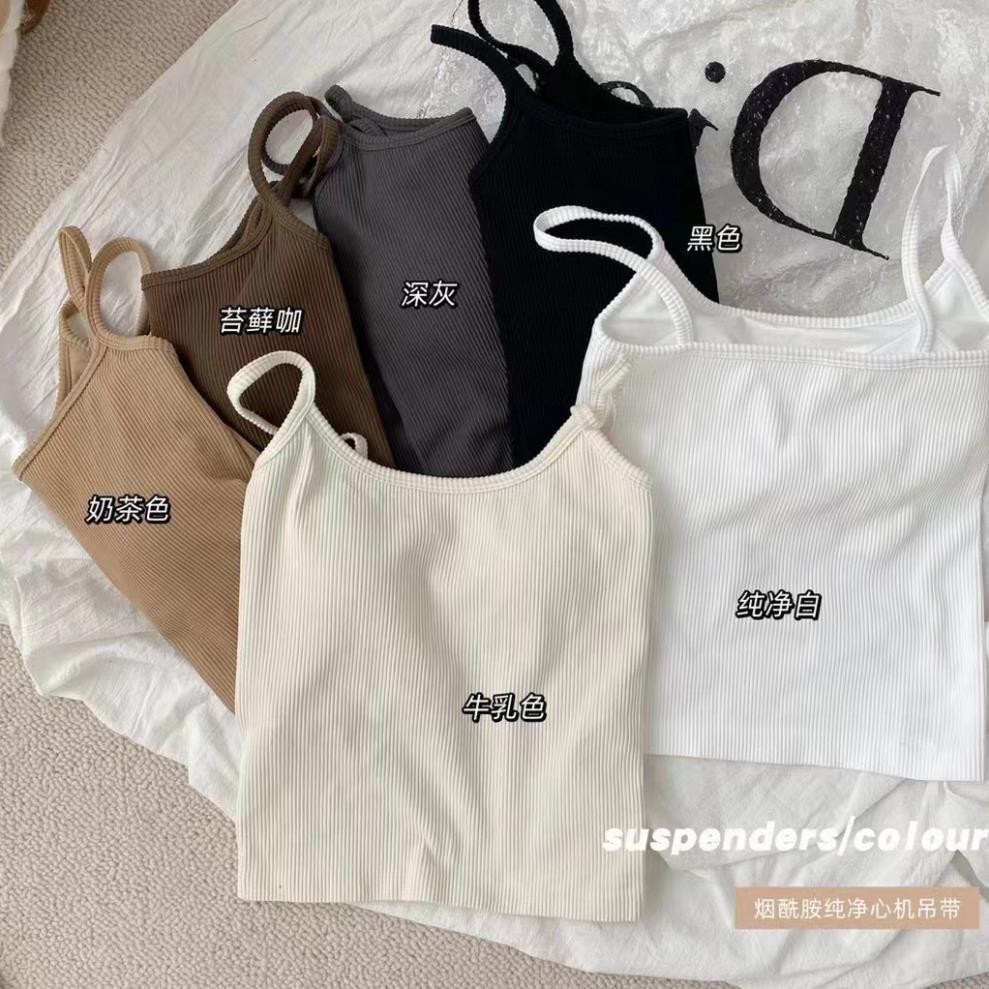 Áo 2 dây thun tăm có sẵn mút ngực chắc chắn mềm mịn nhẹ nhàng, xinh xắn AL04,PINKBIKINI