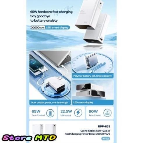 Pin Dự Phòng Sạc Nhanh 65W Remax RPP-653 20.000mAh. Sạc Được Laptop ...