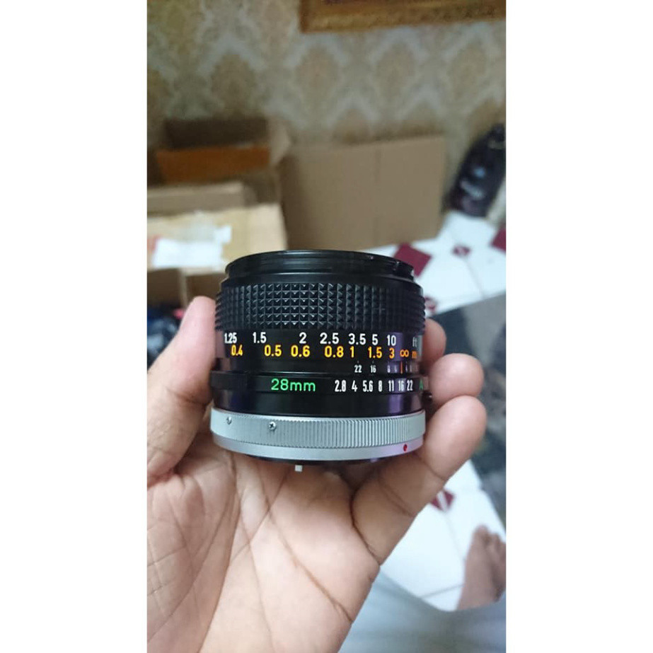 Lens MF Canon FD 28F2.8 SC cũ hình ảnh bên ngoài khá đẹp, kính trước ...