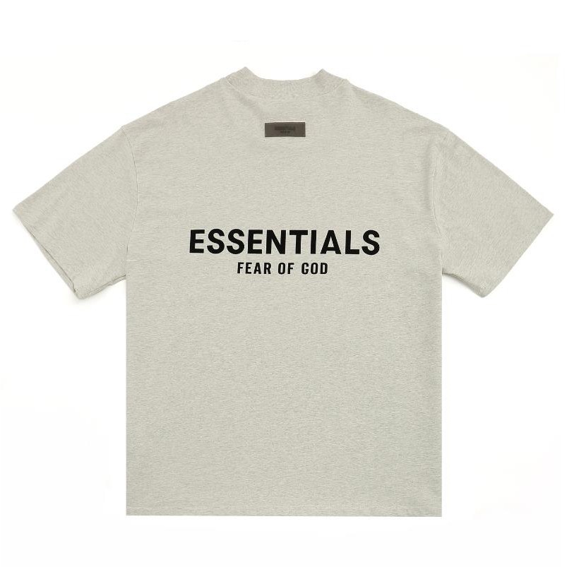 Hàng sẵn có FOG Nhãn trước Nhãn sau Flocking Letter Essentials Áo thun ngắn tay cổ rộng vừa vặn