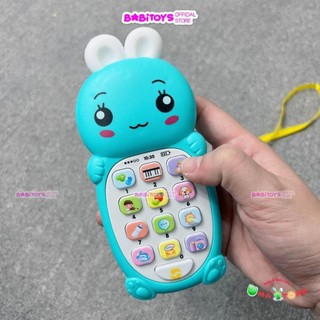 Điện thoại thỏ cà rốt cho bé, điện thoại đồ chơi có nhạc và đèn kèm dây đeo + pin AAA
