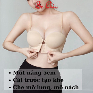 Áo ngực nữ A 946, áo lót không dây cài trước đệm dày 5cm siêu nâng ngực bản to che mỡ thừa kèm dây vai BC_CHIC LINGERIE
