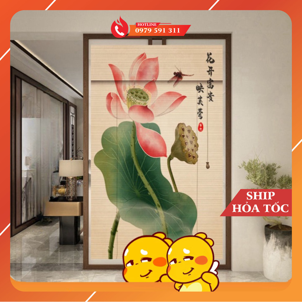 mành tre in tranh nghệ thuật Rèm tre trúc che bàn thờ, rèm che cửa sổ ...
