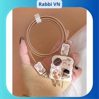 [Kẹo Cafe Dây Ngọc] Bộ phụ kiện bảo vệ củ sạc và cáp sạc cho iphone PD18/20W bằng silicon cao cấp RABBI