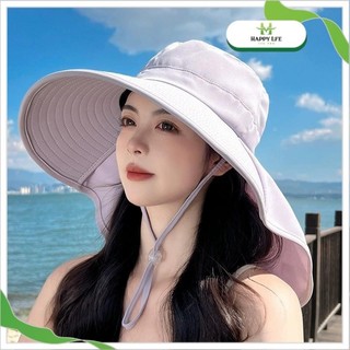 Mũ chống nắng nữ che gáy rộng vành thời trang – vải nhẹ thoáng, chống tia UV UPF50+, chuẩn đi biển