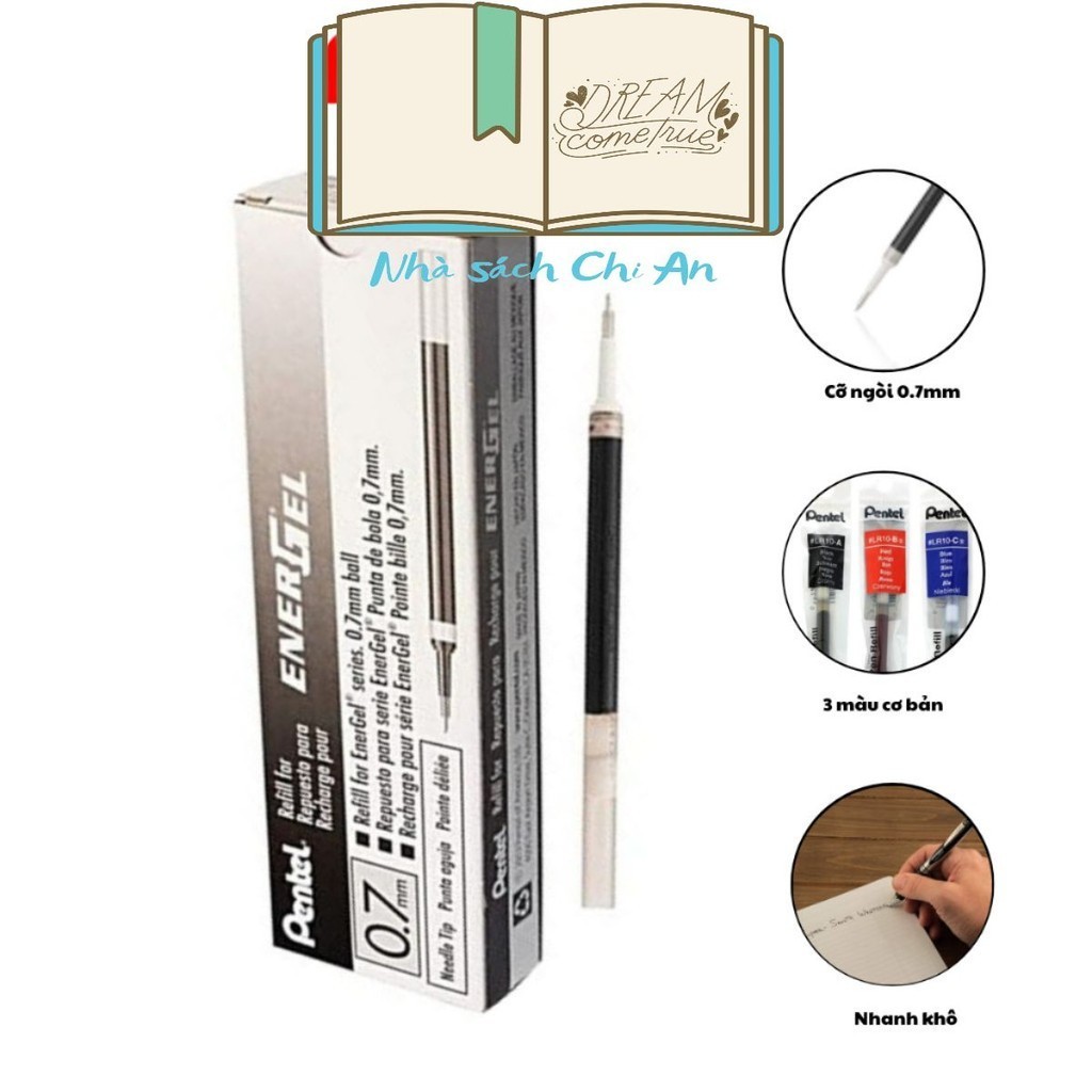 Pentel EnerGel LR7 – Ricariche Per Penna Gel 0,7 Mm – Colore Rosso – Confezione Da 12x3 Pezzi (36 Ricariche)