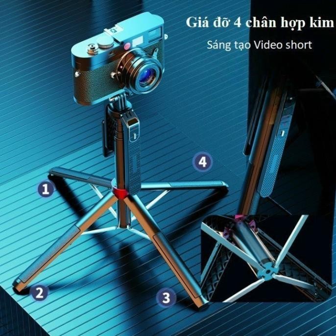 Gậy Chụp Ảnh 4 Chân P185 - Gậy Selfie Cầm Tay Tặng Kèm Remote - Chiều Dài Sử Dụng 30-180cm - Chính Hãng HD DESIGN