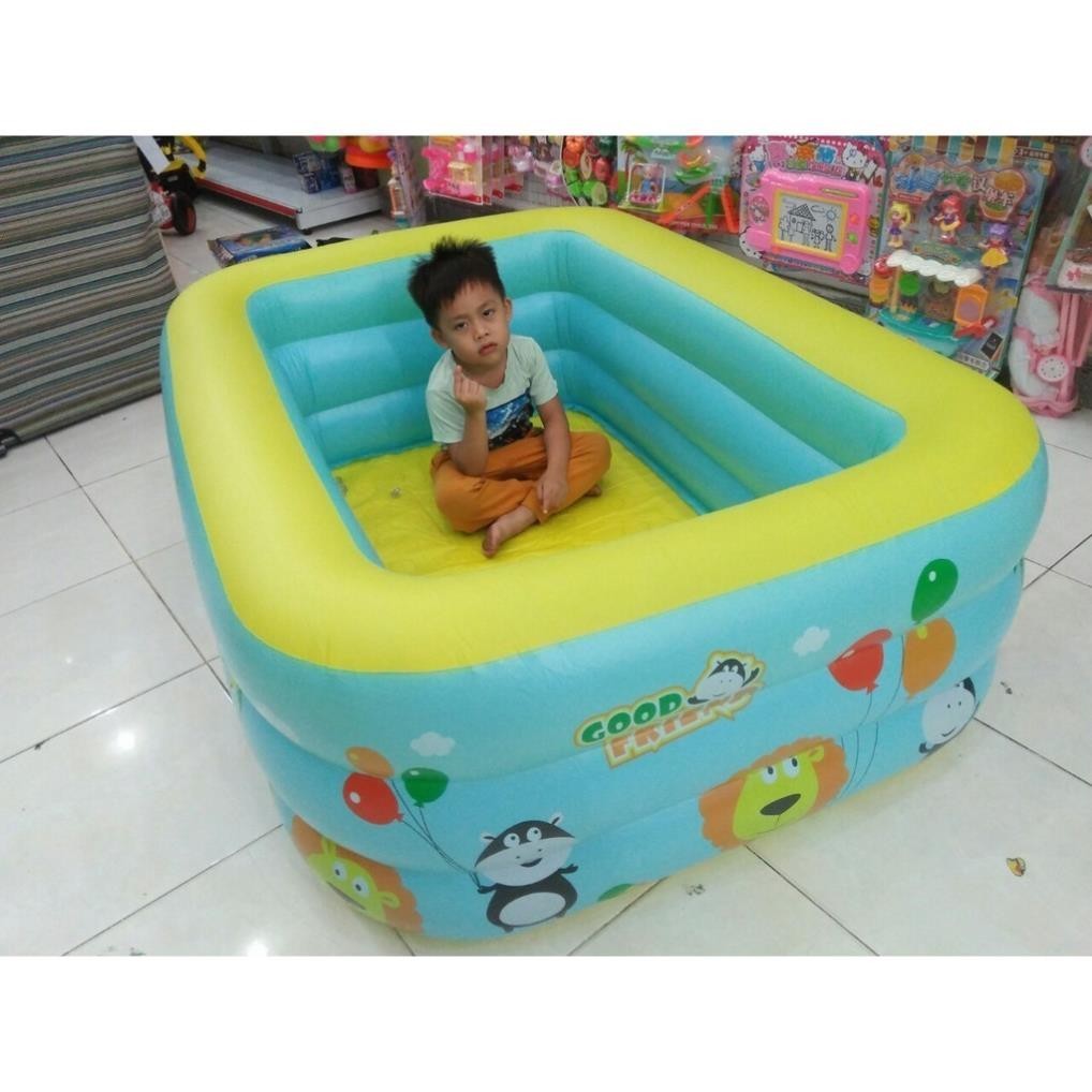 Bể bơi phao cho bé hình chữ nhật thành cao 2-3 tầng,hồ bơm hơi chất liệu dày,đáy 2 lớp chống trượt bảo hành lỗi 1 đổi 1,