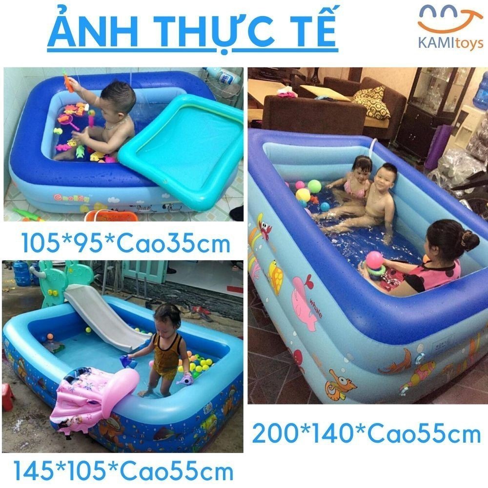 Bể bơi phao cho bé hình chữ nhật thành cao 2-3 tầng,hồ bơm hơi chất liệu dày,đáy 2 lớp chống trượt bảo hành lỗi 1 đổi 1,