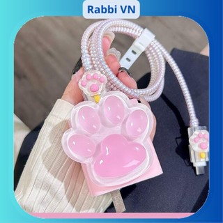 [Dấu Chân Dây Ngọc] Bộ phụ kiện bảo vệ củ sạc và cáp sạc cho iphone PD18/20W bằng silicon cao cấp RABBI