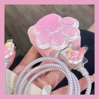 [Dấu Chân Dây Ngọc] Bộ phụ kiện bảo vệ củ sạc và cáp sạc cho iphone PD18/20W bằng silicon cao cấp RABBI