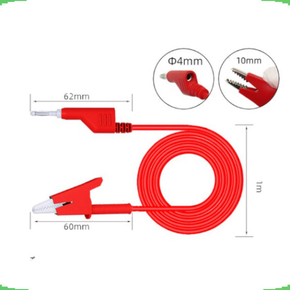 Dây kẹp silicon 2 đầu 1 đầu kẹp cá sấu + 1 đầu jack bắp chuối