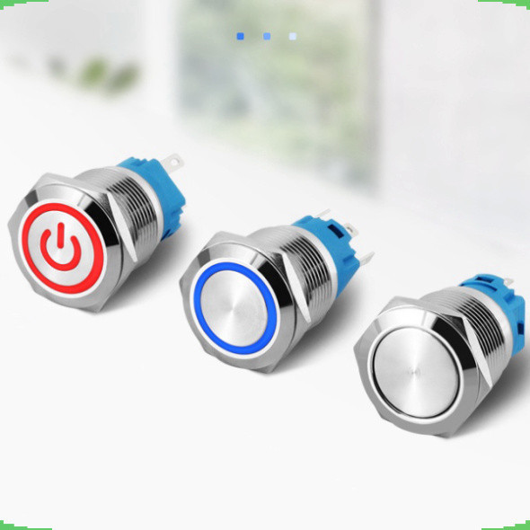 Nút nhấn chống nước đầu bằng ( Nhấn Nhả - Reset ) lỗ khoét 12mm/16mm/19mm/22mm