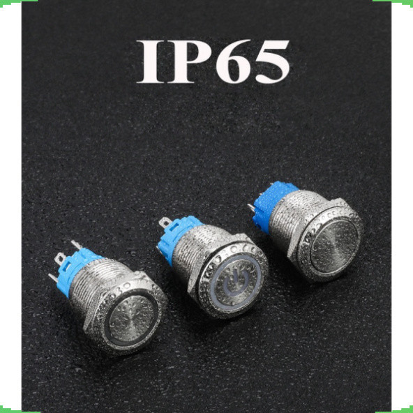 Nút nhấn chống nước đầu bằng ( Nhấn Nhả - Reset ) lỗ khoét 12mm/16mm/19mm/22mm