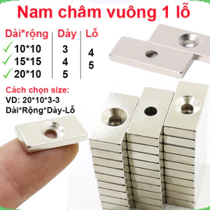 Nam châm đất hiếm vuông , chữ nhật 1 lỗ