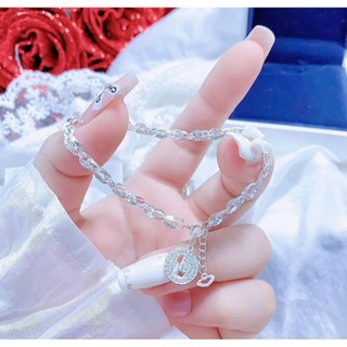 lắc tay kép soắn mix chữ cái , bạc 925 - jena sliver