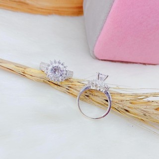 nhẫn blink cao to , đính đá lấp lánh , bạc ta - jena sliver