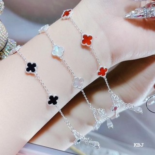 lắc tay cỏ 4 lá may mắn , bạc cao cấp - jena sliver