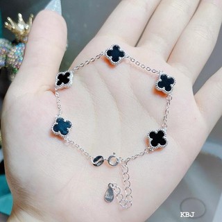 lắc tay cỏ 4 lá may mắn , bạc cao cấp - jena sliver
