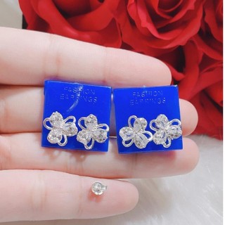 bông tai nữ , xoáy , 3 lá hot hit , bạc ta chốt dày dặn chắc chắn - jena sliver