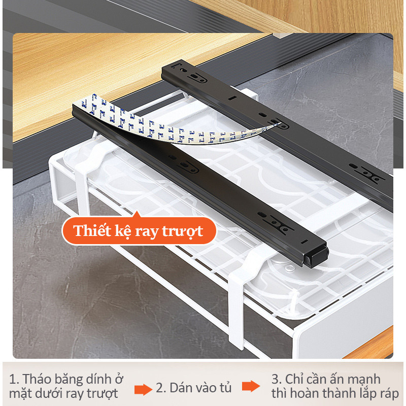 Lifinity Kệ Để Đồ Tủ Bếp Đa Năng, Kệ Bát Đĩa Có Ray Trượt, Sơn Tĩnh Điện