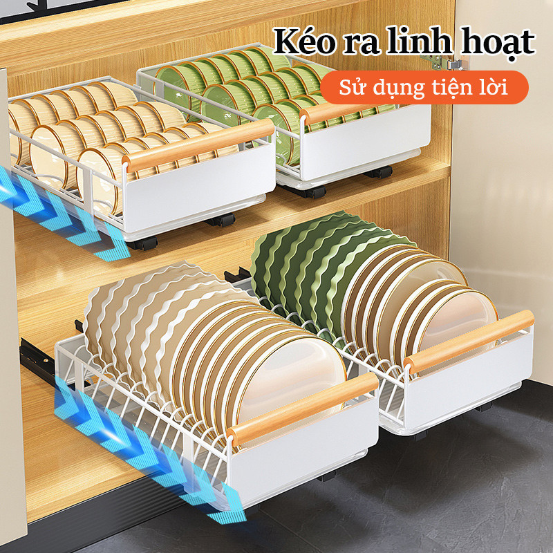 Lifinity Kệ Để Đồ Tủ Bếp Đa Năng, Kệ Bát Đĩa Có Ray Trượt, Sơn Tĩnh Điện