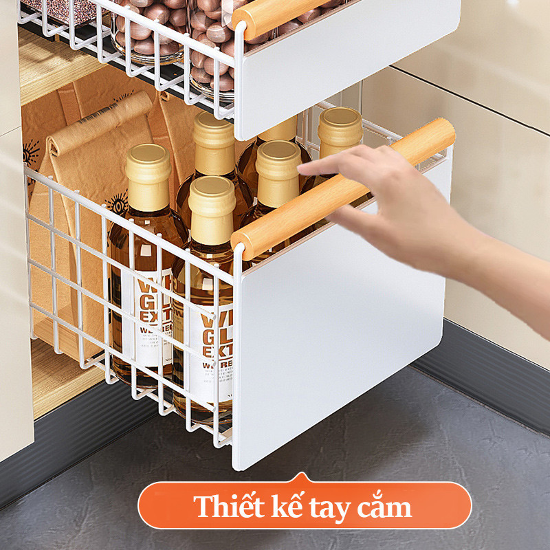 Lifinity Kệ Để Đồ Tủ Bếp Đa Năng, Kệ Bát Đĩa Có Ray Trượt, Sơn Tĩnh Điện