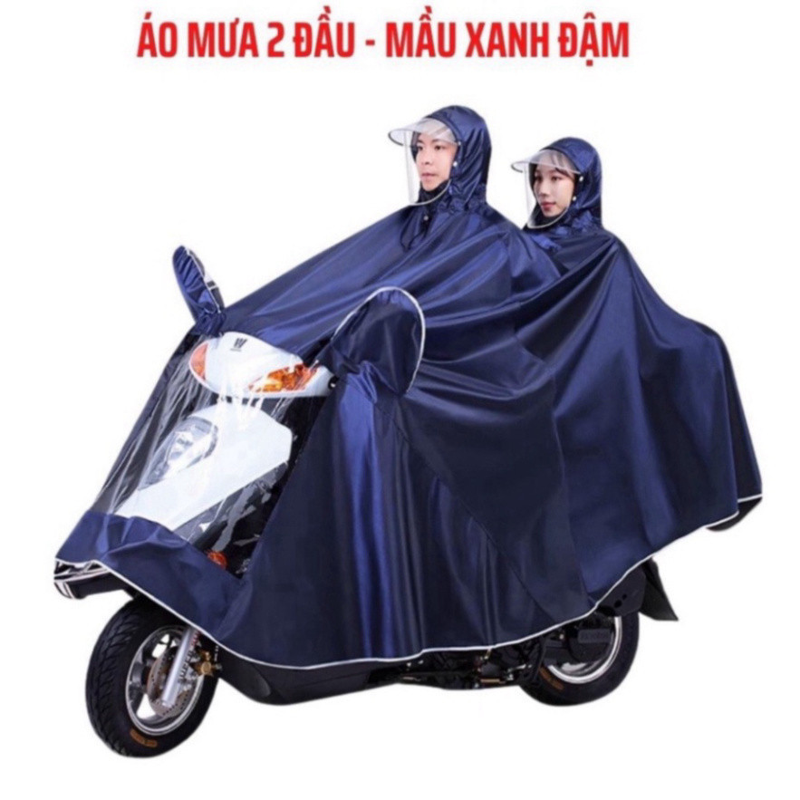Áo mưa đi xe máy kèm kính che mưa dành cho 1 người và 2 người - Áo mưa choàng kích thươc lớn chống mưa bão - ảnh 5