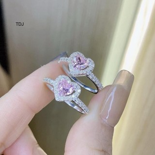 nhẫn trái tim đính đá HỒNG , hàng dày dặn , bạc cao cấp - jena sliver