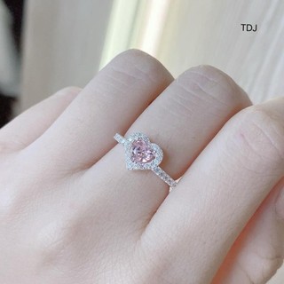 nhẫn trái tim đính đá HỒNG , hàng dày dặn , bạc cao cấp - jena sliver